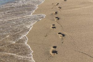 human footprints in the sand